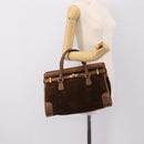 GUCCI Hand Bag Suede Brown Gold Tone Auth ep15706-19