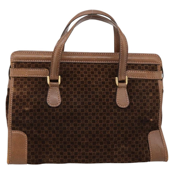 GUCCI Hand Bag Suede Brown Gold Tone Auth ep15706