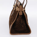 GUCCI Hand Bag Suede Brown Gold Tone Auth ep15706-4