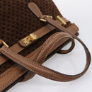 GUCCI Hand Bag Suede Brown Gold Tone Auth ep15706-7