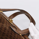 GUCCI Hand Bag Suede Brown Gold Tone Auth ep15706-8