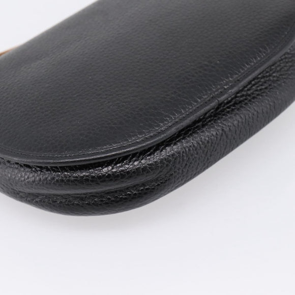 Christian Dior Shoulder Bag Leather Black Gold Tone Auth ep15708