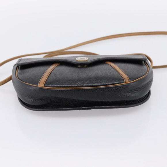 Christian Dior Shoulder Bag Leather Black Gold Tone Auth ep15708