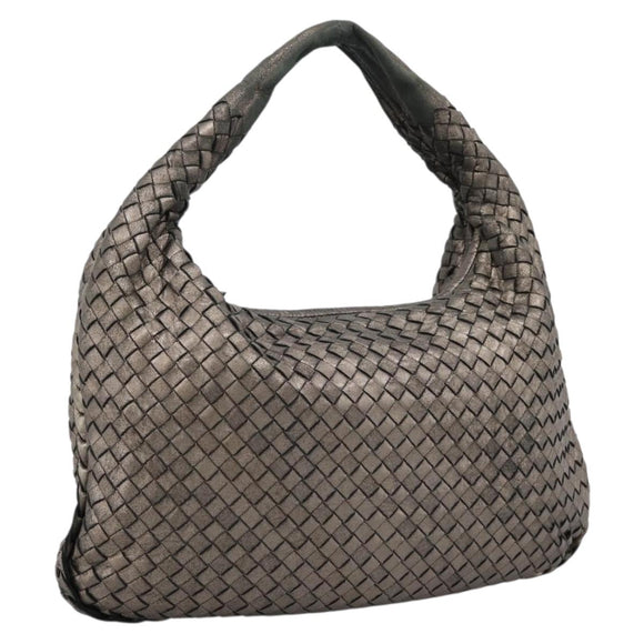 BOTTEGA VENETA INTRECCIATO Hobo Shoulder Bag Leather Gold 115653 Auth ep15710