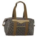 SAINT LAURENT Boston Bag PVC Leather Gray Beige Auth ep15716-1