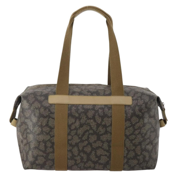 SAINT LAURENT Boston Bag PVC Leather Gray Beige Auth ep15716