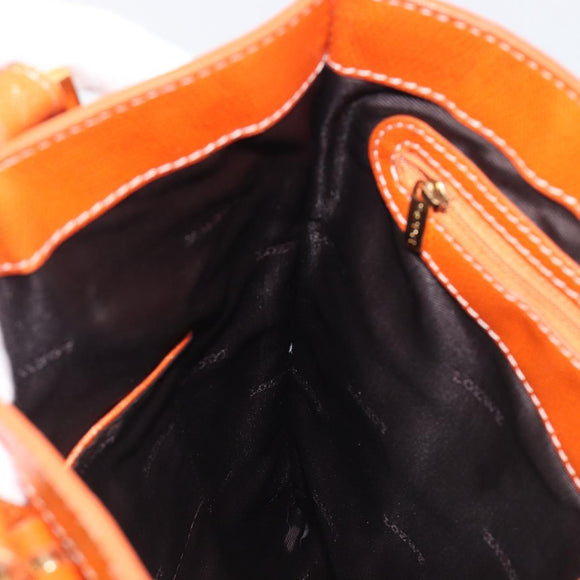 LOEWE anagram Tote Bag Canvas Orange Gold Tone Auth ep15720