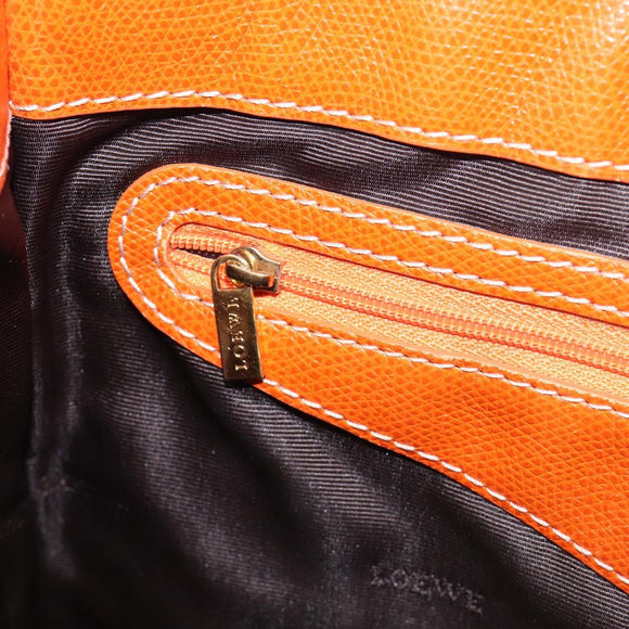 LOEWE anagram Tote Bag Canvas Orange Gold Tone Auth ep15720