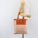 LOEWE anagram Tote Bag Canvas Orange Gold Tone Auth ep15720-23