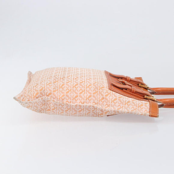 LOEWE anagram Tote Bag Canvas Orange Gold Tone Auth ep15720