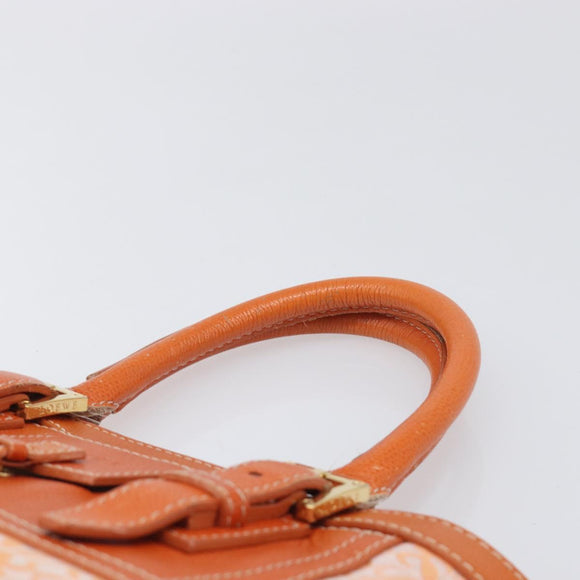 LOEWE anagram Tote Bag Canvas Orange Gold Tone Auth ep15720
