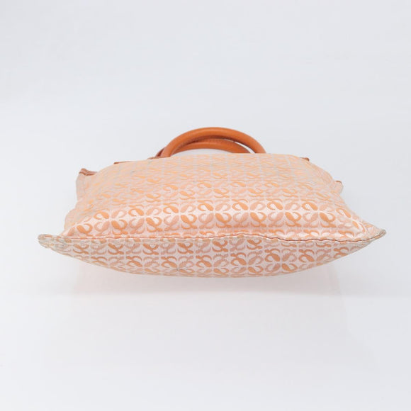 LOEWE anagram Tote Bag Canvas Orange Gold Tone Auth ep15720