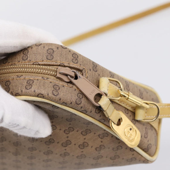 GUCCI Micro GG Shoulder Bag PVC Leather Beige Gold Tone 007 87 0012 Auth ep15721