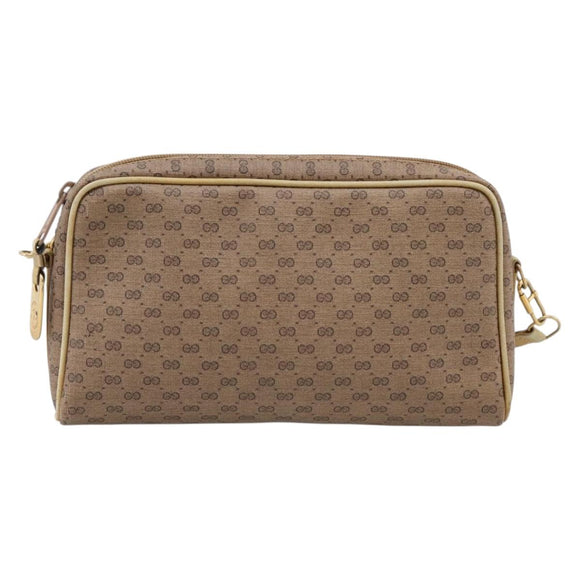GUCCI Micro GG Shoulder Bag PVC Leather Beige Gold Tone 007 87 0012 Auth ep15721