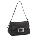 FENDI Zucchino Canvas Mamma Baguette Bag Black Silver 8BR180 Auth ep15723A-1
