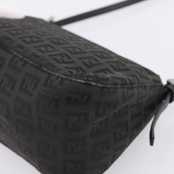 FENDI Zucchino Canvas Mamma Baguette Bag Black Silver 8BR180 Auth ep15723A