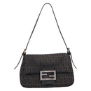 FENDI Zucchino Canvas Mamma Baguette Bag Black Silver 8BR180 Auth ep15723A-2