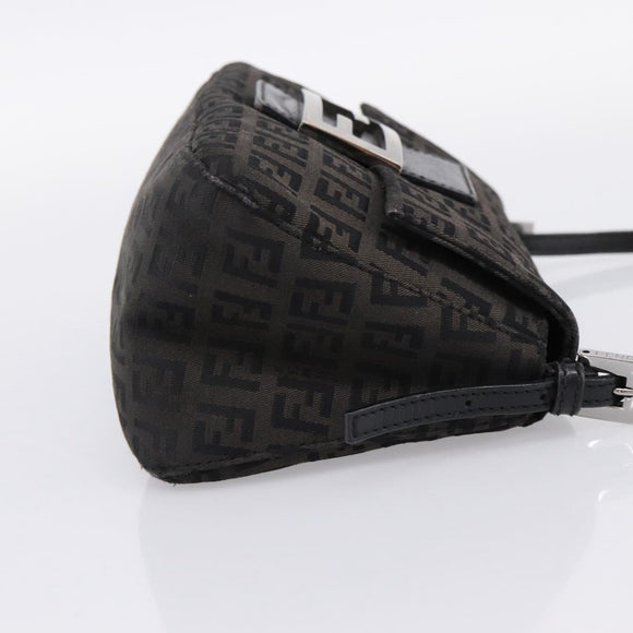 FENDI Zucchino Canvas Mamma Baguette Bag Black Silver 8BR180 Auth ep15723A