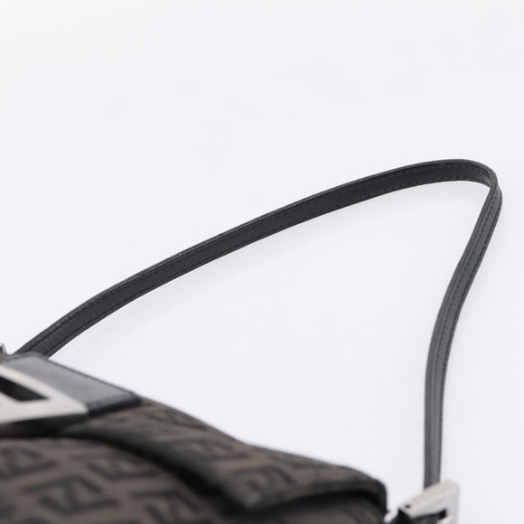 FENDI Zucchino Canvas Mamma Baguette Bag Black Silver 8BR180 Auth ep15723A
