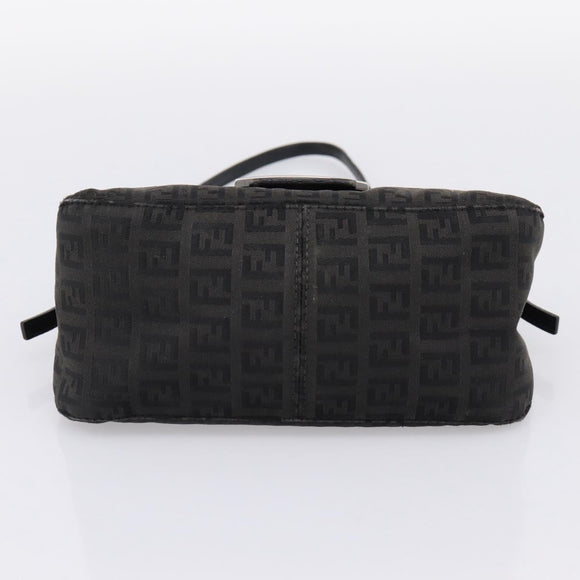 FENDI Zucchino Canvas Mamma Baguette Bag Black Silver 8BR180 Auth ep15723A