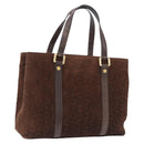 CELINE C Macadam Hand Bag Suede Brown Gold Tone Auth ep15724-1