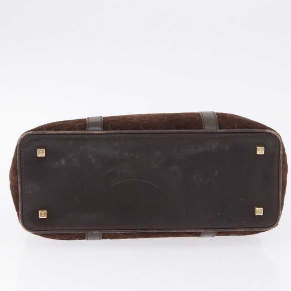 CELINE C Macadam Hand Bag Suede Brown Gold Tone Auth ep15724