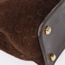 CELINE C Macadam Hand Bag Suede Brown Gold Tone Auth ep15724-9
