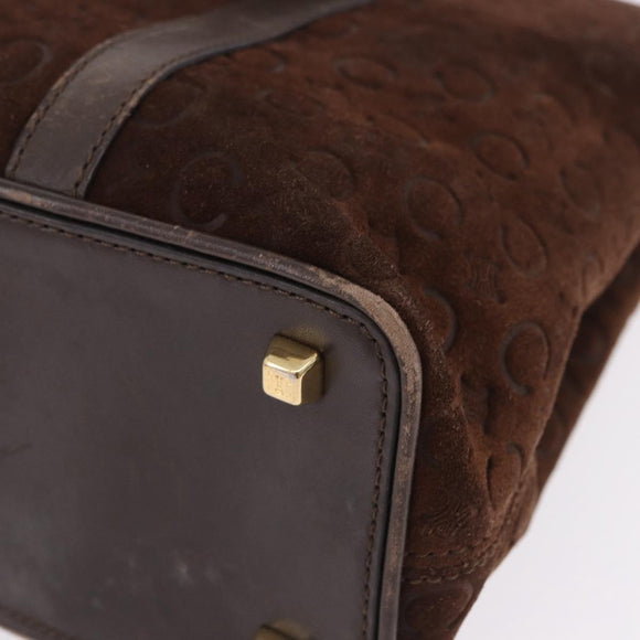 CELINE C Macadam Hand Bag Suede Brown Gold Tone Auth ep15724