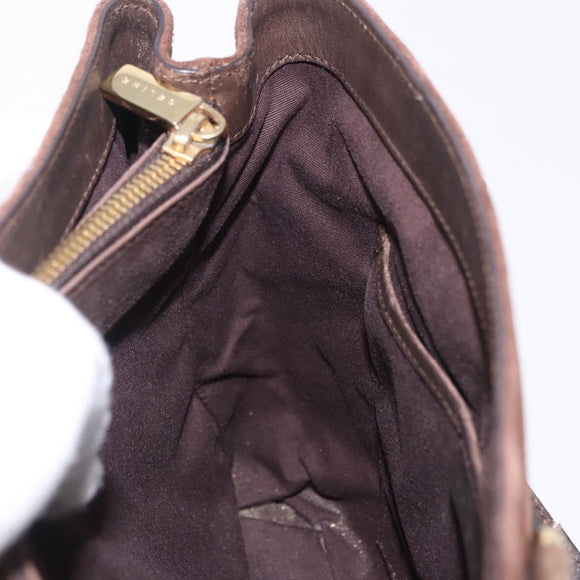CELINE C Macadam Hand Bag Suede Brown Gold Tone Auth ep15724