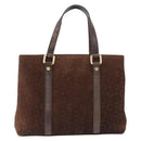 CELINE C Macadam Hand Bag Suede Brown Gold Tone Auth ep15724-13
