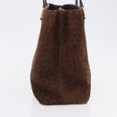 CELINE C Macadam Hand Bag Suede Brown Gold Tone Auth ep15724-3