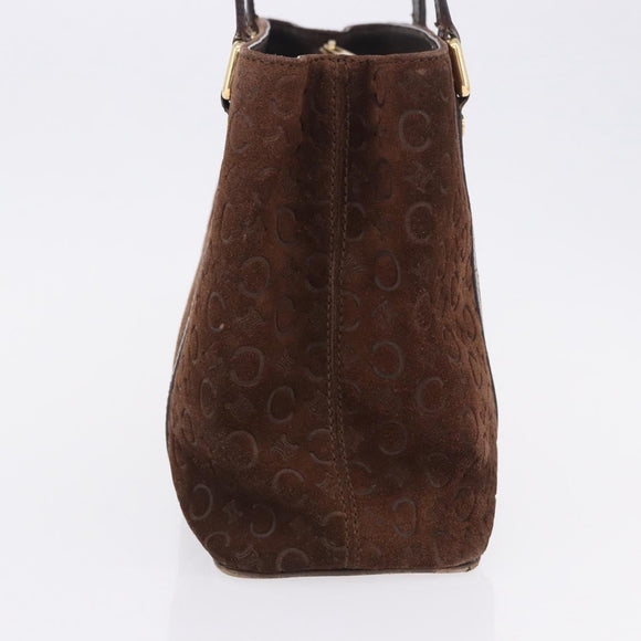 CELINE C Macadam Hand Bag Suede Brown Gold Tone Auth ep15724