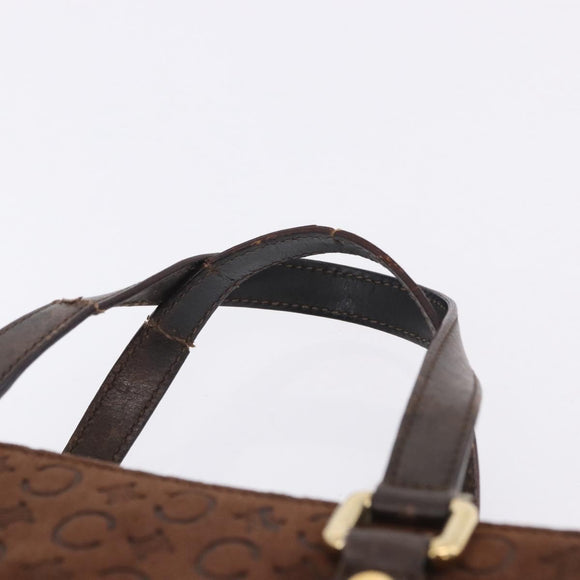 CELINE C Macadam Hand Bag Suede Brown Gold Tone Auth ep15724