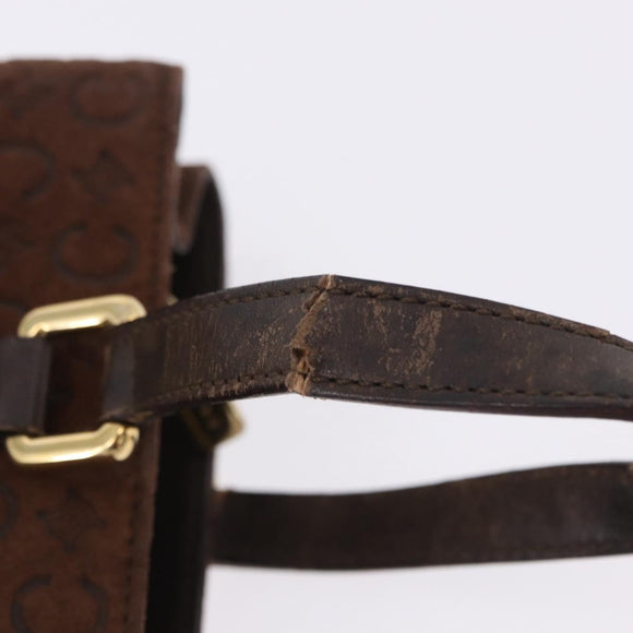 CELINE C Macadam Hand Bag Suede Brown Gold Tone Auth ep15724