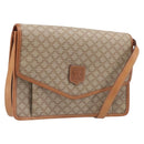 CELINE Macadam Shoulder Bag PVC Leather Beige Gold Tone Auth ep15726-1