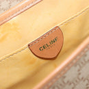 CELINE Macadam Shoulder Bag PVC Leather Beige Gold Tone Auth ep15726-16