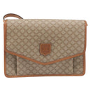 CELINE Macadam Shoulder Bag PVC Leather Beige Gold Tone Auth ep15726-2