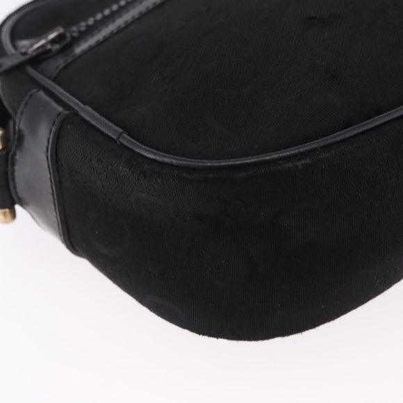 CELINE C Saluki Shoulder Bag Canvas Black Gold Tone Auth ep15727