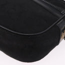 CELINE C Saluki Shoulder Bag Canvas Black Gold Tone Auth ep15727-14