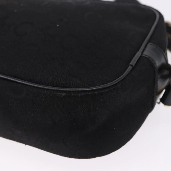 CELINE C Saluki Shoulder Bag Canvas Black Gold Tone Auth ep15727