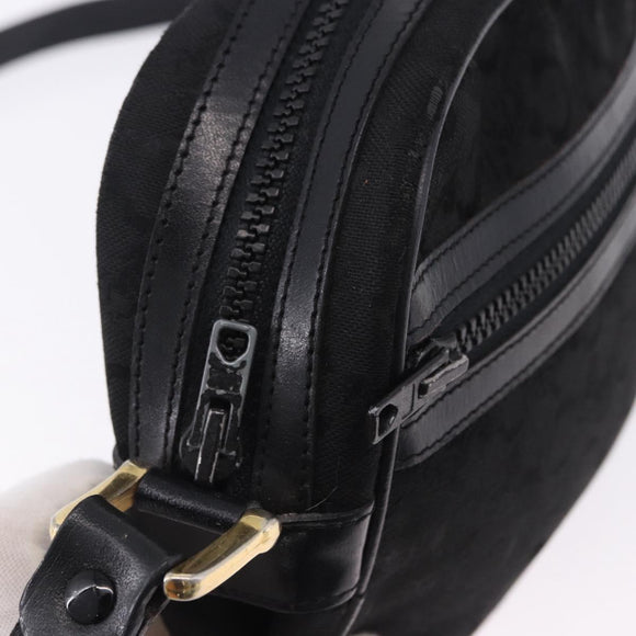 CELINE C Saluki Shoulder Bag Canvas Black Gold Tone Auth ep15727