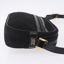 CELINE C Saluki Shoulder Bag Canvas Black Gold Tone Auth ep15727-3