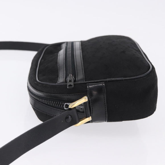 CELINE C Saluki Shoulder Bag Canvas Black Gold Tone Auth ep15727