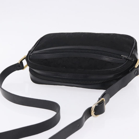 CELINE C Saluki Shoulder Bag Canvas Black Gold Tone Auth ep15727