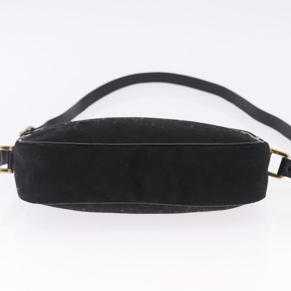 CELINE C Saluki Shoulder Bag Canvas Black Gold Tone Auth ep15727