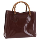 GUCCI Bamboo Hand Bag Patent Outlet Brown Gold Tone 002 8260 2853 Auth ep15729A-1