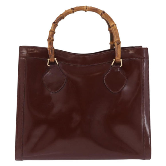 GUCCI Bamboo Hand Bag Patent Outlet Brown Gold Tone 002 8260 2853 Auth ep15729A