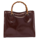 GUCCI Bamboo Hand Bag Patent Outlet Brown Gold Tone 002 8260 2853 Auth ep15729A-2
