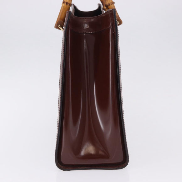 GUCCI Bamboo Hand Bag Patent Outlet Brown Gold Tone 002 8260 2853 Auth ep15729A