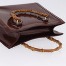 GUCCI Bamboo Hand Bag Patent Outlet Brown Gold Tone 002 8260 2853 Auth ep15729A-6